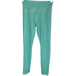 Zyia Active Light n Tight Legging Faux Leather Coated High Rise Metallic Teal 2
